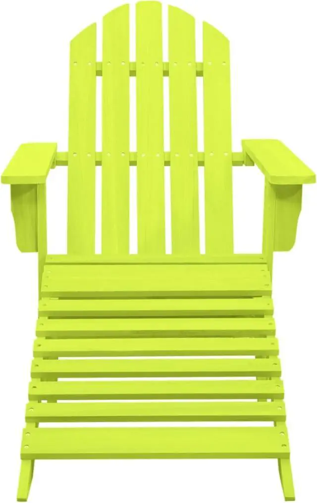 Alt view image 2 of 12 - vidaXL Patio Adirondack Chair with Ottoman Solid Fir Wood Green