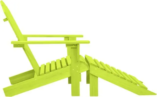 Alt view image 3 of 12 - vidaXL Patio Adirondack Chair with Ottoman Solid Fir Wood Green