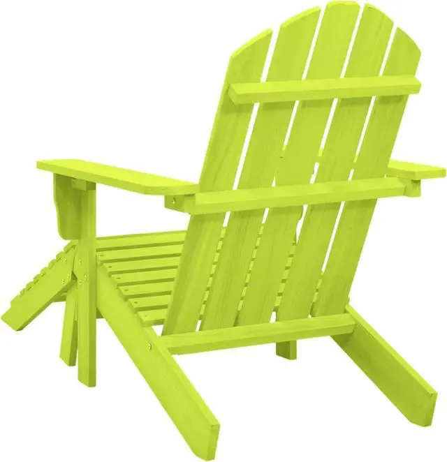 Alt view image 4 of 12 - vidaXL Patio Adirondack Chair with Ottoman Solid Fir Wood Green