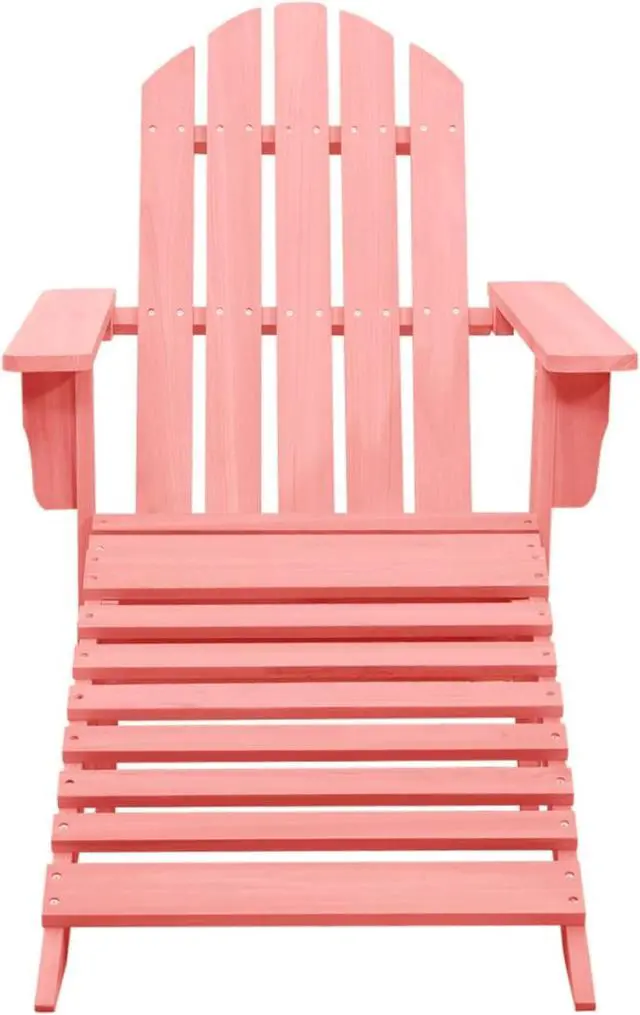 Alt view image 2 of 12 - vidaXL Patio Adirondack Chair with Ottoman Solid Fir Wood Pink