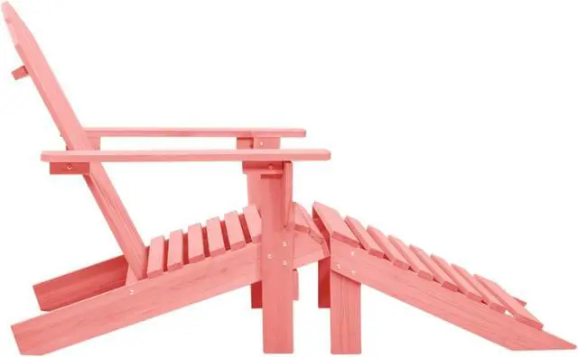 Alt view image 3 of 12 - vidaXL Patio Adirondack Chair with Ottoman Solid Fir Wood Pink