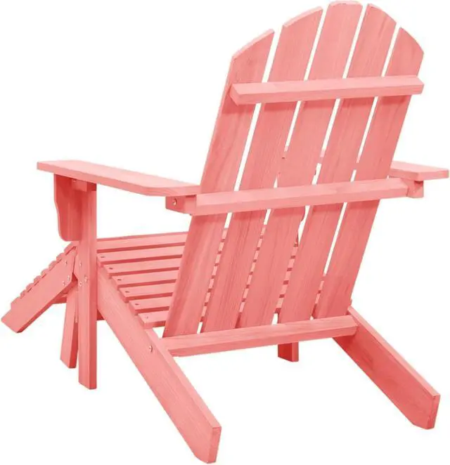 Alt view image 4 of 12 - vidaXL Patio Adirondack Chair with Ottoman Solid Fir Wood Pink