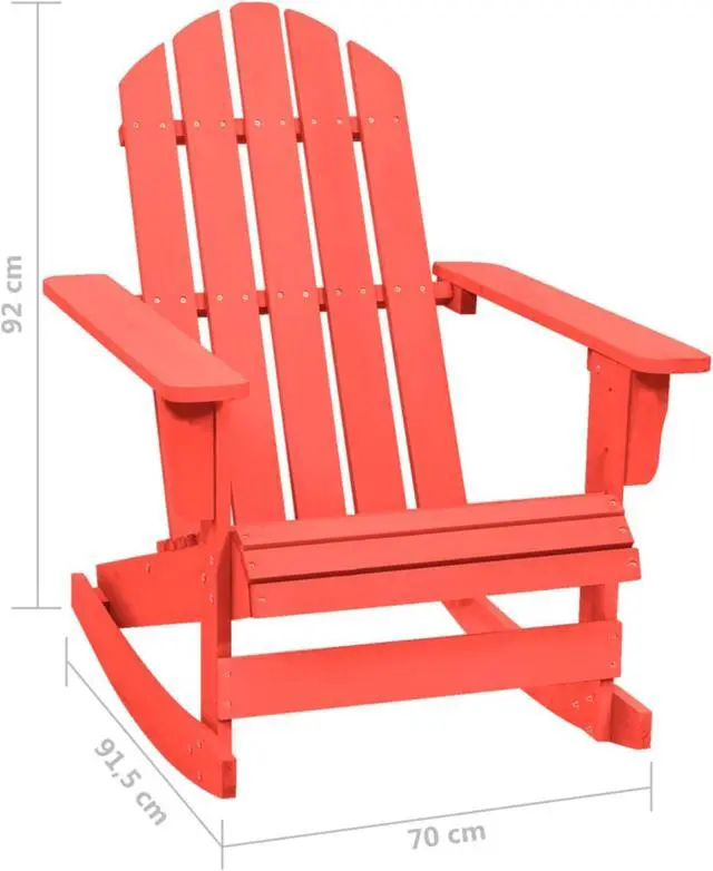 Alt view image 6 of 11 - vidaXL Patio Rocking Adirondack Chair Solid Fir Wood Red