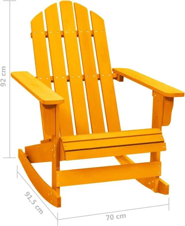 Alt view image 6 of 11 - vidaXL Patio Adirondack Rocking Chair Solid Fir Wood Orange