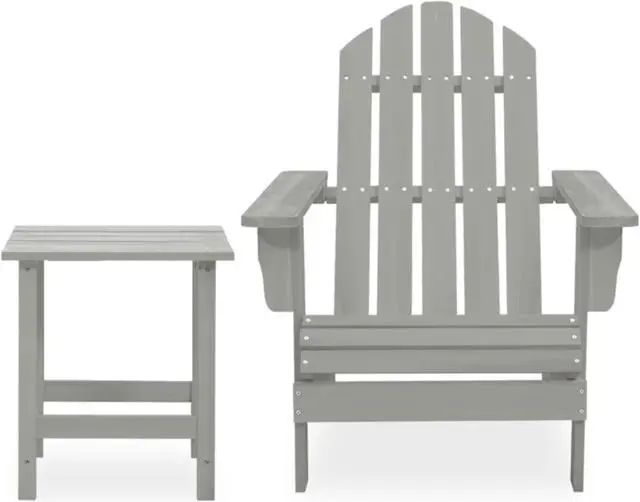 Alt view image 2 of 12 - vidaXL Patio Adirondack Chair with Table Solid Fir Wood Gray