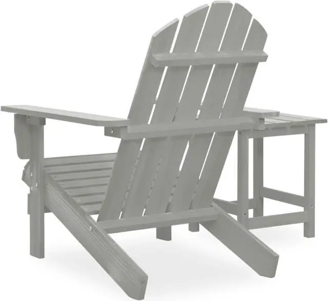 Alt view image 4 of 12 - vidaXL Patio Adirondack Chair with Table Solid Fir Wood Gray