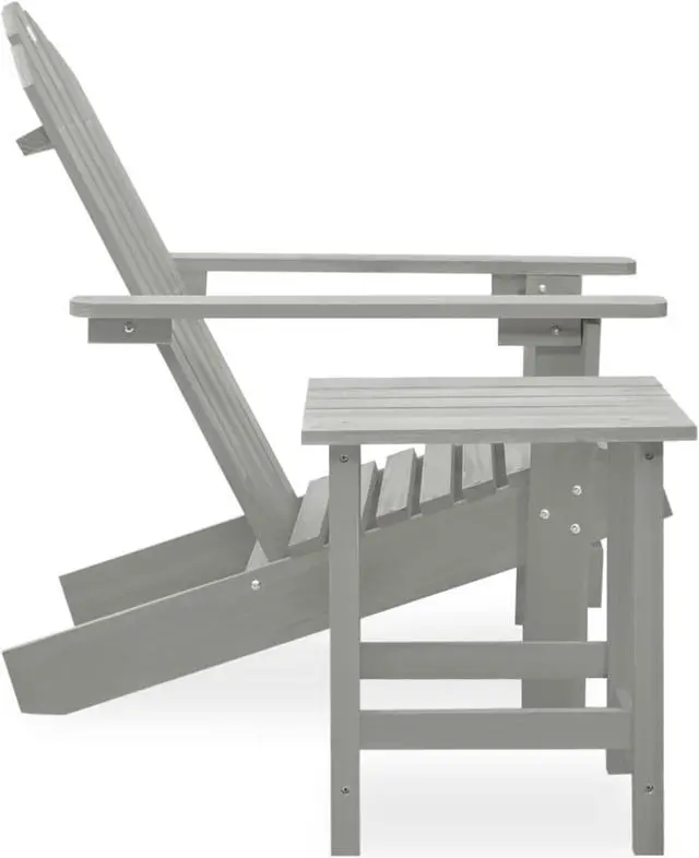 Alt view image 3 of 12 - vidaXL Patio Adirondack Chair with Table Solid Fir Wood Gray