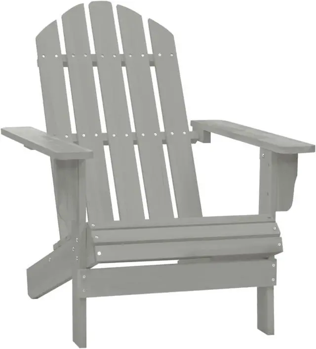 Alt view image 5 of 12 - vidaXL Patio Adirondack Chair with Table Solid Fir Wood Gray