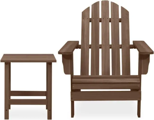 Alt view image 2 of 12 - vidaXL Patio Adirondack Chair with Table Solid Fir Wood Brown