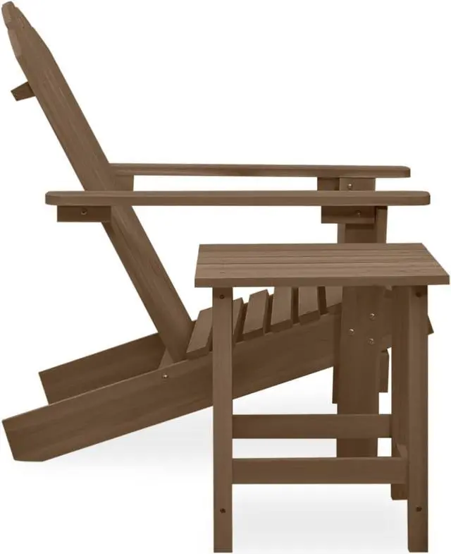 Alt view image 3 of 12 - vidaXL Patio Adirondack Chair with Table Solid Fir Wood Brown
