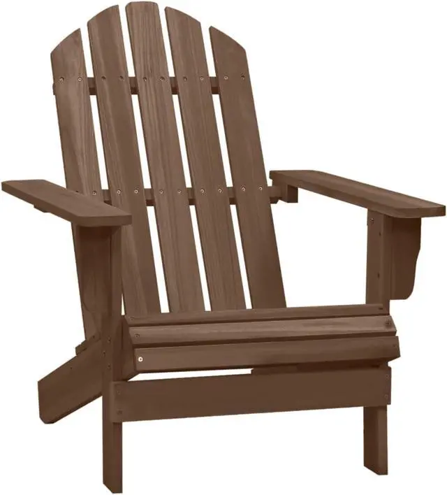 Alt view image 5 of 12 - vidaXL Patio Adirondack Chair with Table Solid Fir Wood Brown
