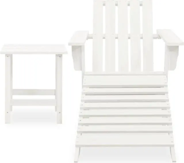 Alt view image 2 of 12 - vidaXL Patio Adirondack Chair with Ottoman&Table Solid Fir Wood White