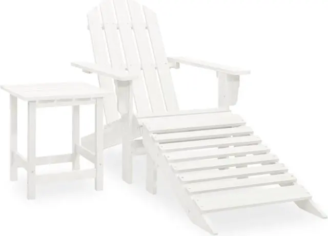 Main image of vidaXL Patio Adirondack Chair with Ottoman&Table Solid Fir Wood White