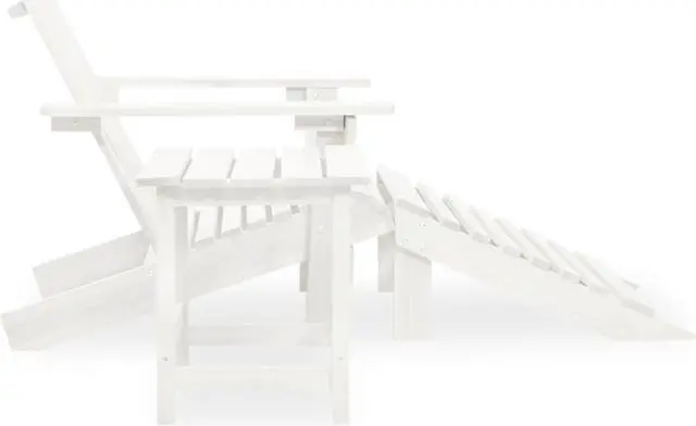 Alt view image 3 of 12 - vidaXL Patio Adirondack Chair with Ottoman&Table Solid Fir Wood White