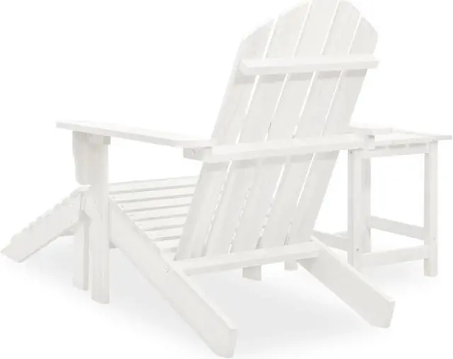 Alt view image 4 of 12 - vidaXL Patio Adirondack Chair with Ottoman&Table Solid Fir Wood White