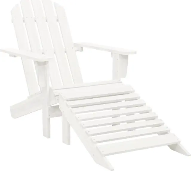 Alt view image 5 of 12 - vidaXL Patio Adirondack Chair with Ottoman&Table Solid Fir Wood White