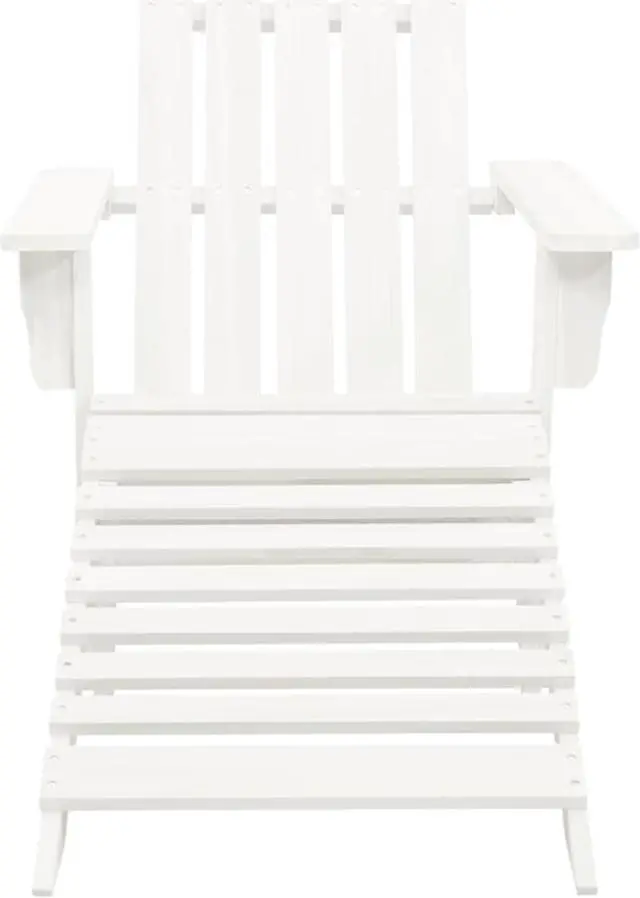 Alt view image 6 of 12 - vidaXL Patio Adirondack Chair with Ottoman&Table Solid Fir Wood White