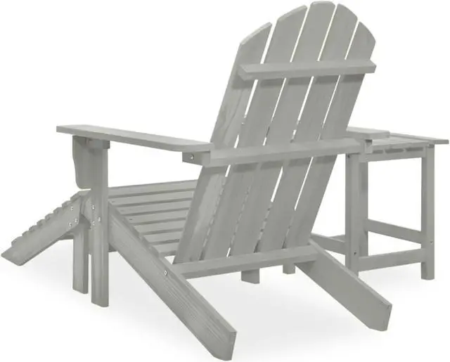 Alt view image 4 of 12 - vidaXL Patio Adirondack Chair with Ottoman&Table Solid Fir Wood Gray