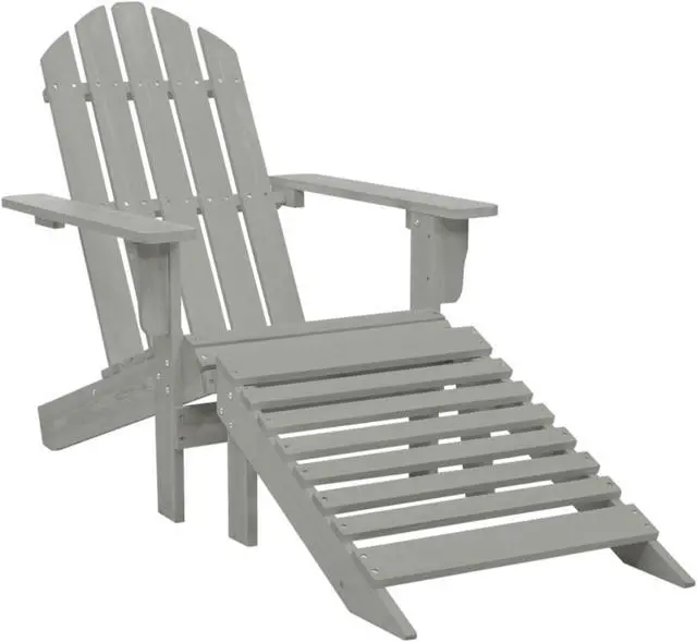 Alt view image 5 of 12 - vidaXL Patio Adirondack Chair with Ottoman&Table Solid Fir Wood Gray