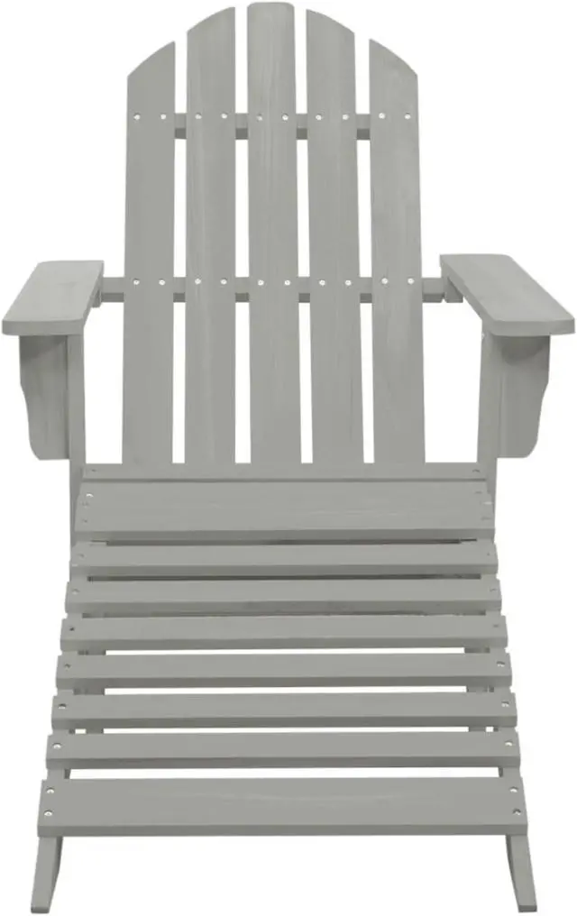 Alt view image 6 of 12 - vidaXL Patio Adirondack Chair with Ottoman&Table Solid Fir Wood Gray