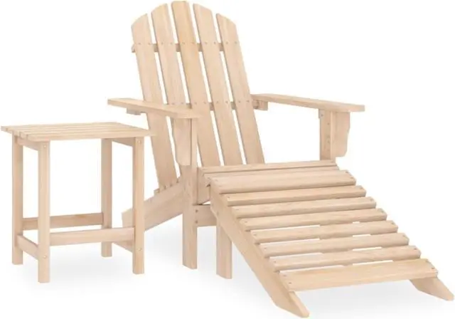 Main image of vidaXL Patio Adirondack Chair with Ottoman and Table Solid Fir Wood