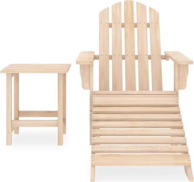 Alt view image 2 of 12 - vidaXL Patio Adirondack Chair with Ottoman and Table Solid Fir Wood