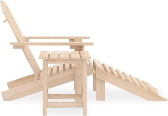 Alt view image 3 of 12 - vidaXL Patio Adirondack Chair with Ottoman and Table Solid Fir Wood