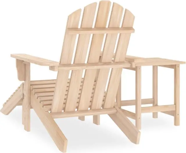 Alt view image 4 of 12 - vidaXL Patio Adirondack Chair with Ottoman and Table Solid Fir Wood