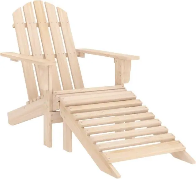 Alt view image 5 of 12 - vidaXL Patio Adirondack Chair with Ottoman and Table Solid Fir Wood