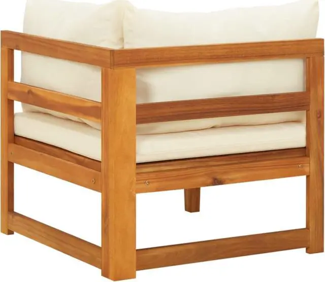 Alt view image 5 of 19 - vidaXL Corner Sofa with Cream White Cushions Solid Acacia Wood