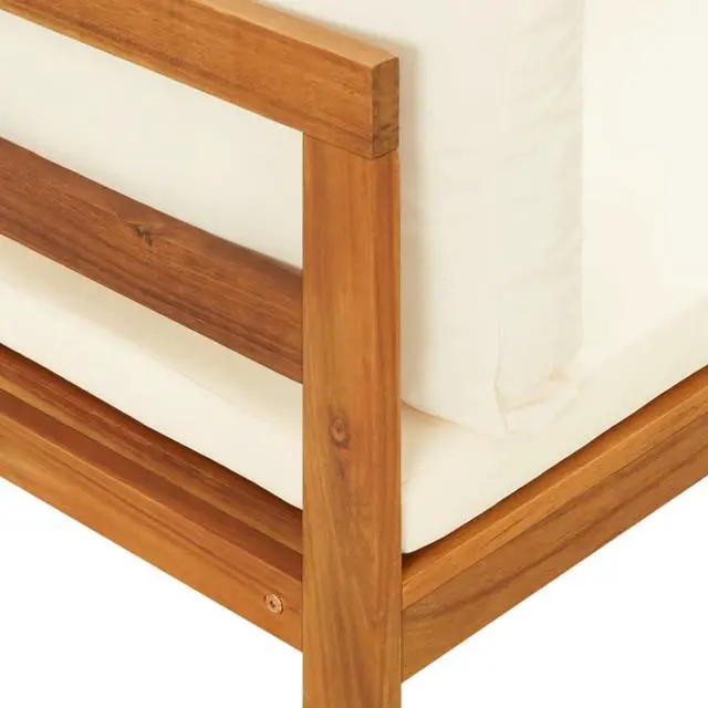 Alt view image 7 of 19 - vidaXL Corner Sofa with Cream White Cushions Solid Acacia Wood