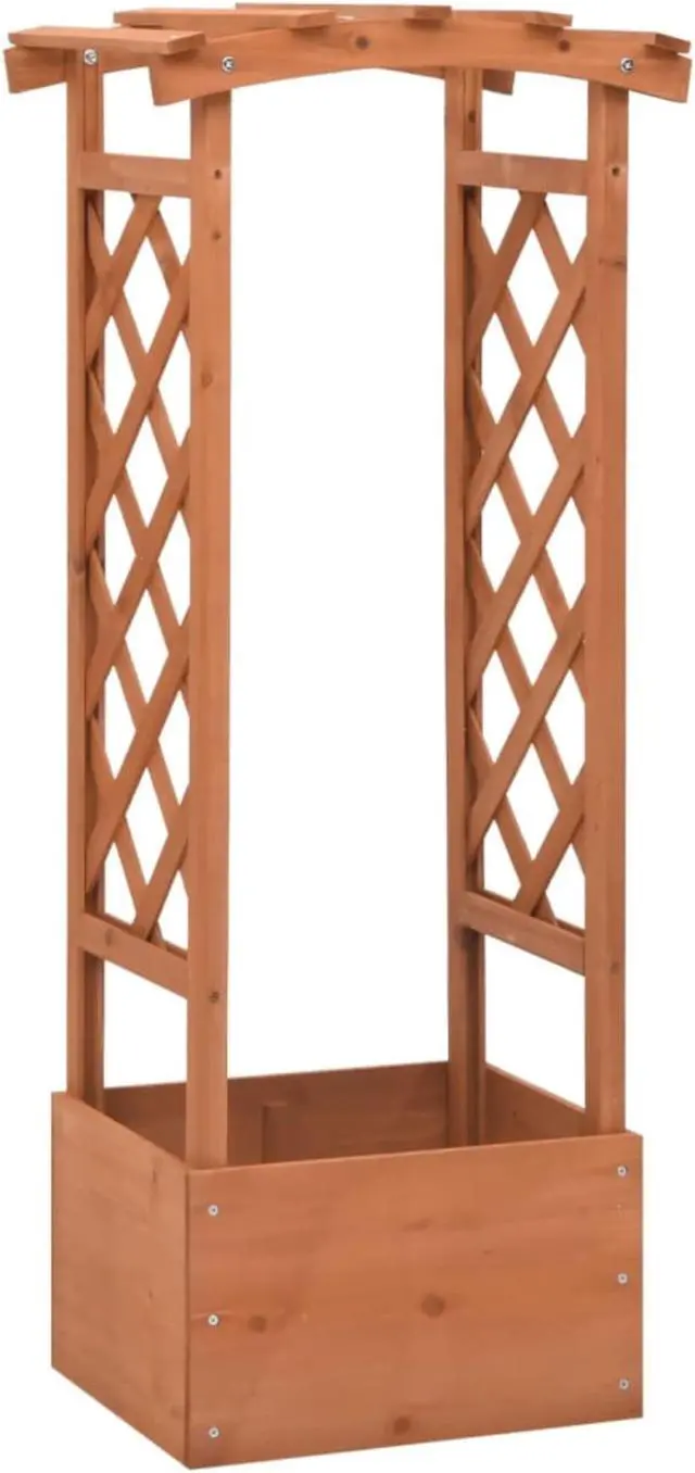 Alt view image 4 of 16 - vidaXL Planter Flower Box with Arch Trellis Raised Bed Planter Solid Firwood
