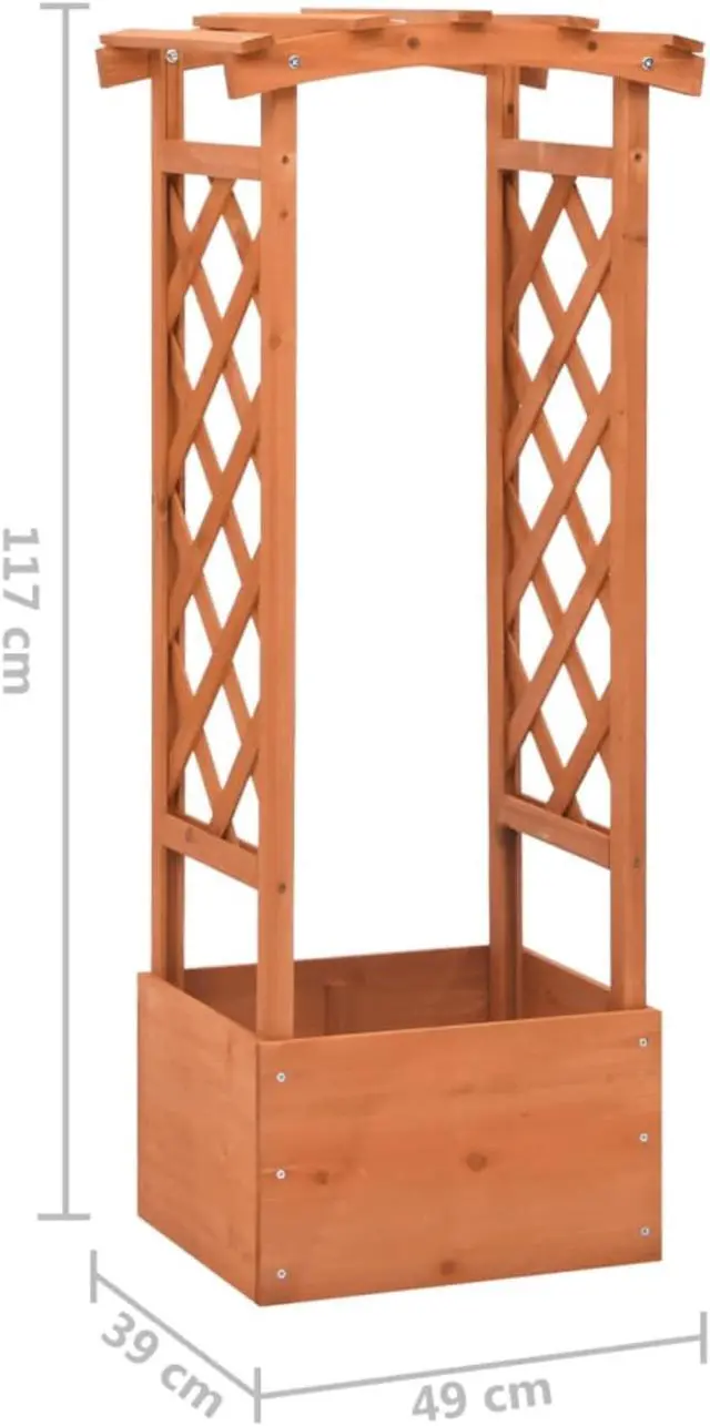 Alt view image 8 of 16 - vidaXL Planter Flower Box with Arch Trellis Raised Bed Planter Solid Firwood