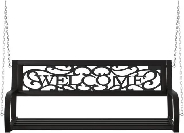 Alt view image 4 of 17 - vidaXL Patio Swing Bench 49.2" Steel and Plastic Black