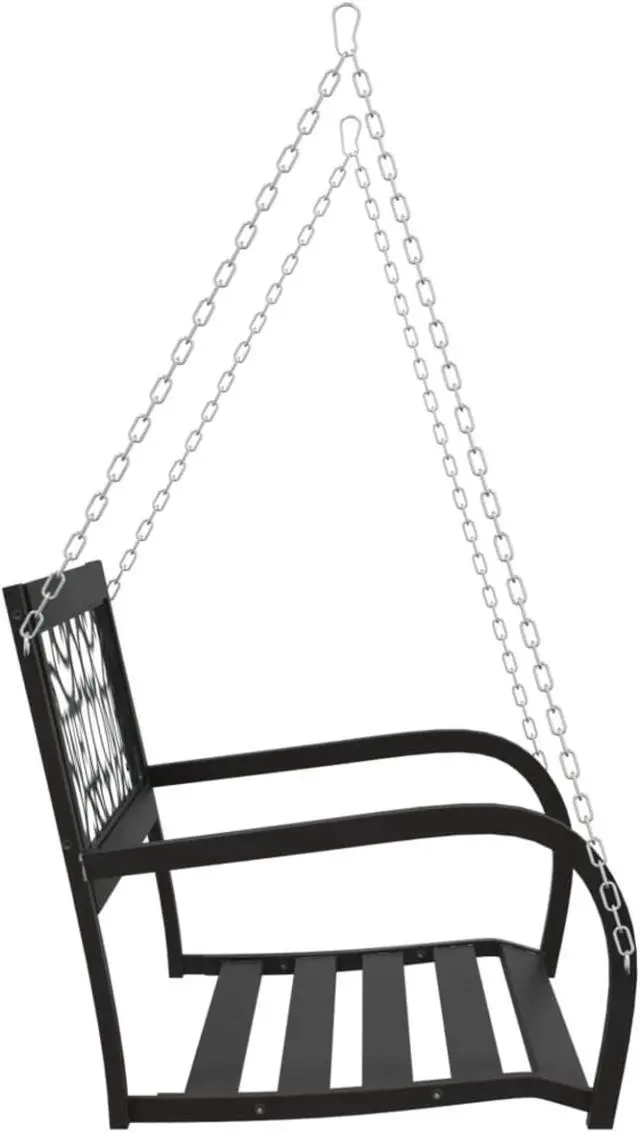Alt view image 5 of 17 - vidaXL Patio Swing Bench 49.2" Steel and Plastic Black