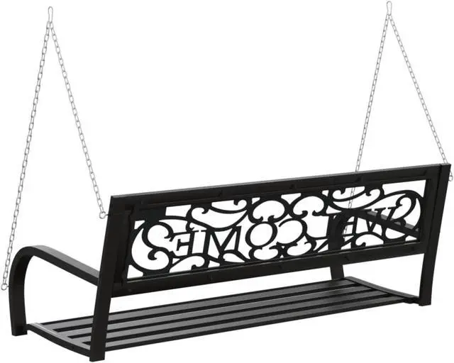 Alt view image 6 of 17 - vidaXL Patio Swing Bench 49.2" Steel and Plastic Black