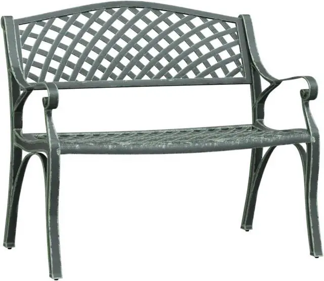 Alt view image 2 of 18 - vidaXL Patio Bench 40.2" Cast Aluminum Green