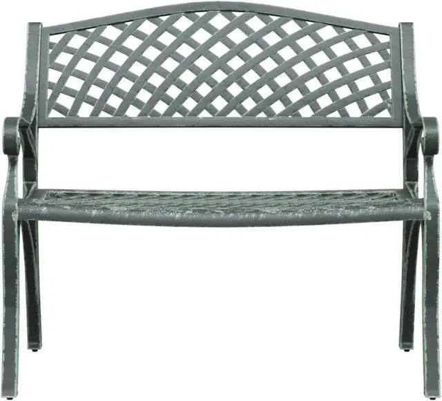 Alt view image 3 of 18 - vidaXL Patio Bench 40.2" Cast Aluminum Green