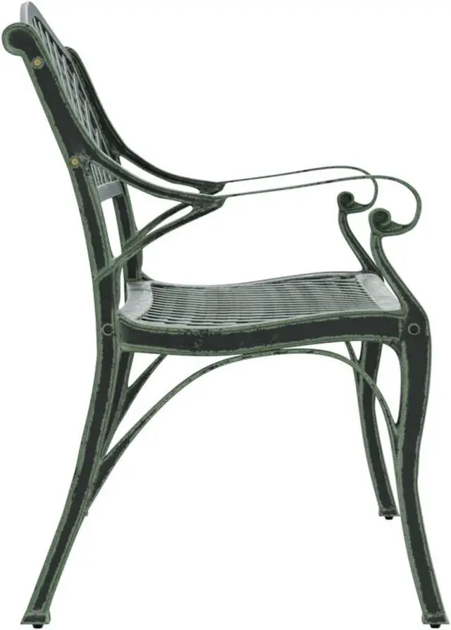 Alt view image 4 of 18 - vidaXL Patio Bench 40.2" Cast Aluminum Green