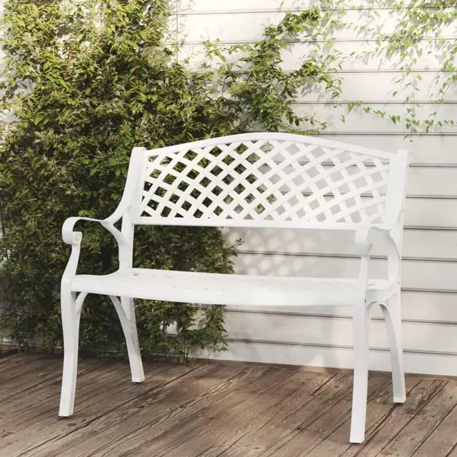 Main image of vidaXL Patio Bench 40.2" Cast Aluminum White