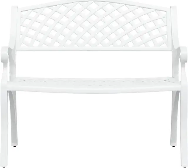 Alt view image 3 of 17 - vidaXL Patio Bench 40.2" Cast Aluminum White