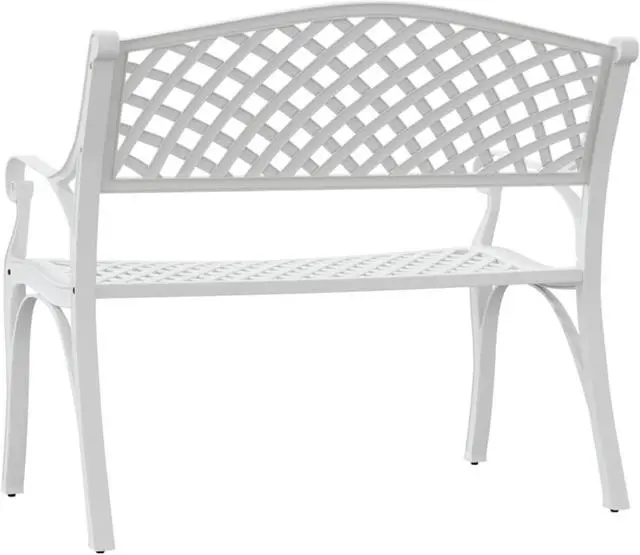Alt view image 5 of 17 - vidaXL Patio Bench 40.2" Cast Aluminum White
