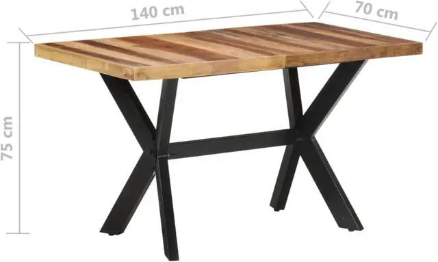 Alt view image 6 of 13 - vidaXL Dining Table 55.1"x27.6"x29.5" Solid Wood with Sheesham Finish