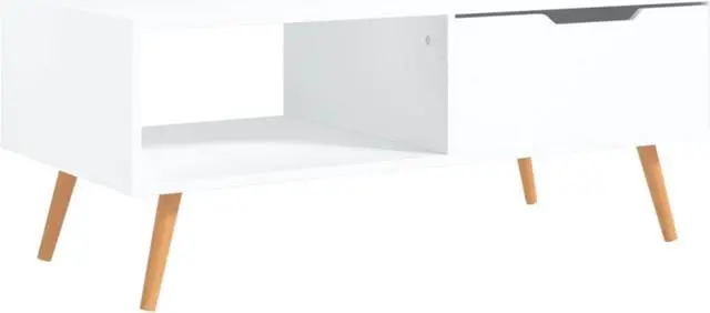 Alt view image 4 of 14 - vidaXL Coffee Table White 39.4"x19.5"x16.9" Engineered Wood