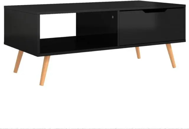 Alt view image 3 of 12 - vidaXL Coffee Table High Gloss Black 39.4"x19.5"x16.9" Engineered Wood