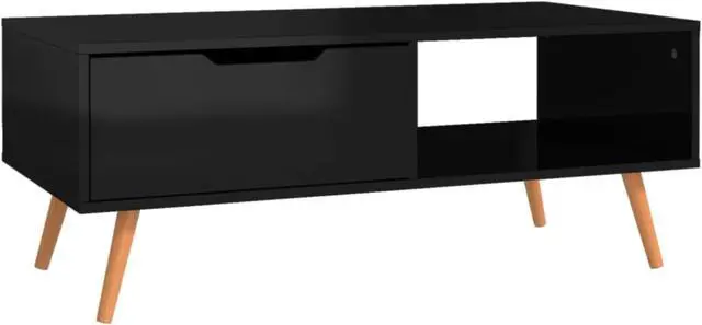 Alt view image 5 of 12 - vidaXL Coffee Table High Gloss Black 39.4"x19.5"x16.9" Engineered Wood