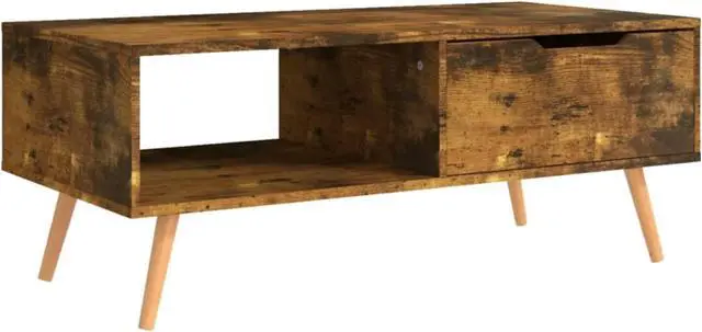 Alt view image 4 of 13 - vidaXL Coffee Table Smoked Oak 39.4"x19.5"x16.9" Engineered Wood