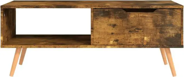 Alt view image 5 of 13 - vidaXL Coffee Table Smoked Oak 39.4"x19.5"x16.9" Engineered Wood