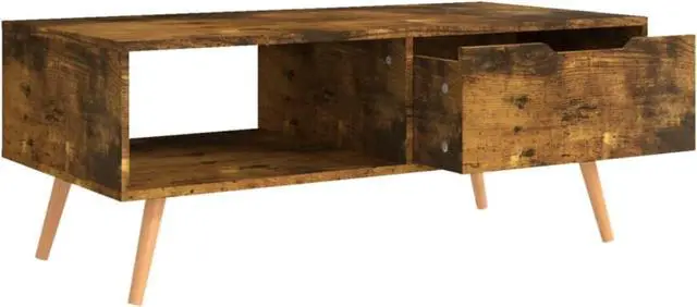 Alt view image 7 of 13 - vidaXL Coffee Table Smoked Oak 39.4"x19.5"x16.9" Engineered Wood