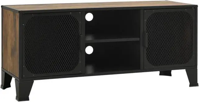 Alt view image 9 of 18 - vidaXL TV Stand TV Unit Sideboard Home TV Console Rustic Brown Metal and MDF